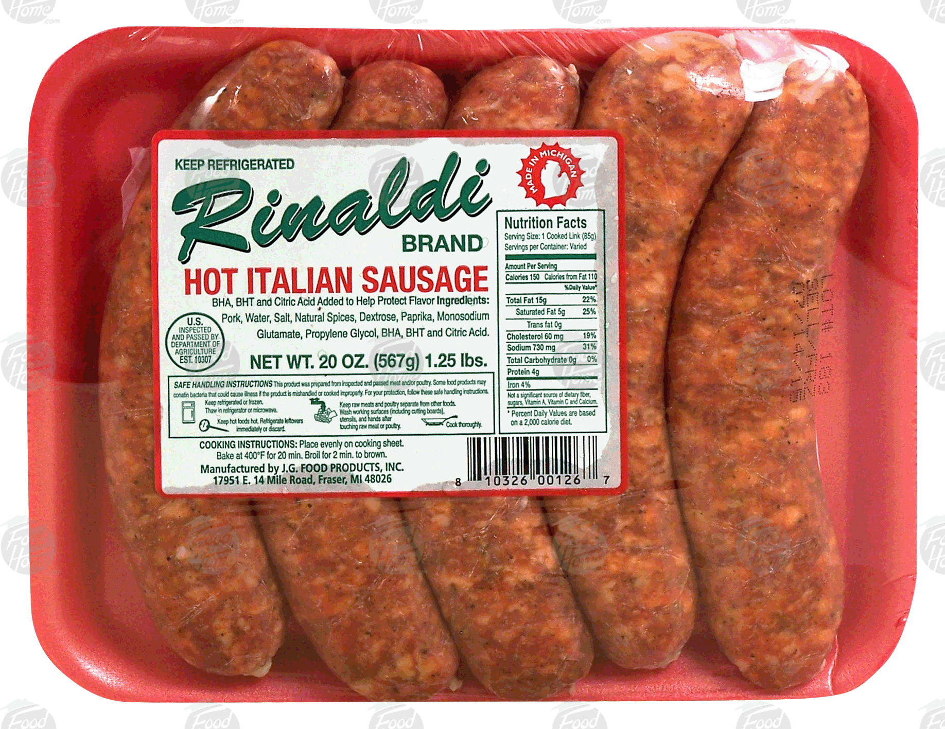 Rinaldi  hot italian sausage, 5-count Full-Size Picture